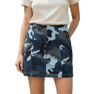 Denim Camo Mini Skirt